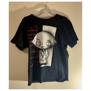 Men’s Small Stewie Griffin Family Guy Graphic T-Shirt Black Cartoon Tee